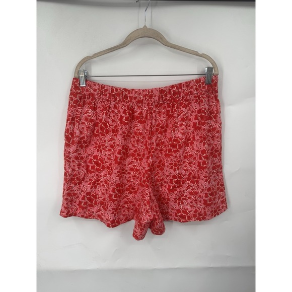 J. Crew Factory High Rise Floral Print Short Pink Red Linen‎ Blend Womens 14 NEW - Picture 2 of 11